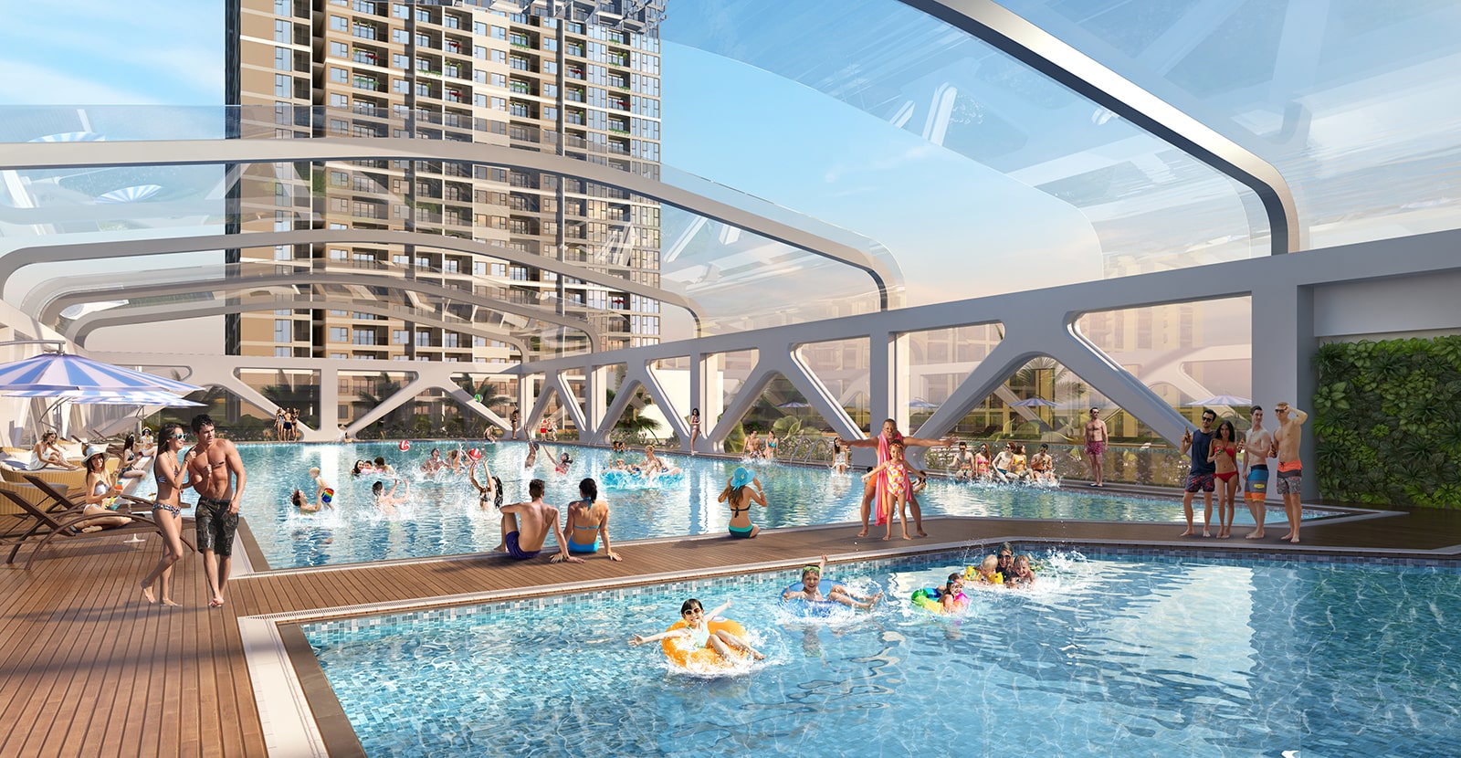 The illustration of Vinhomes Ocean Park swimming pool